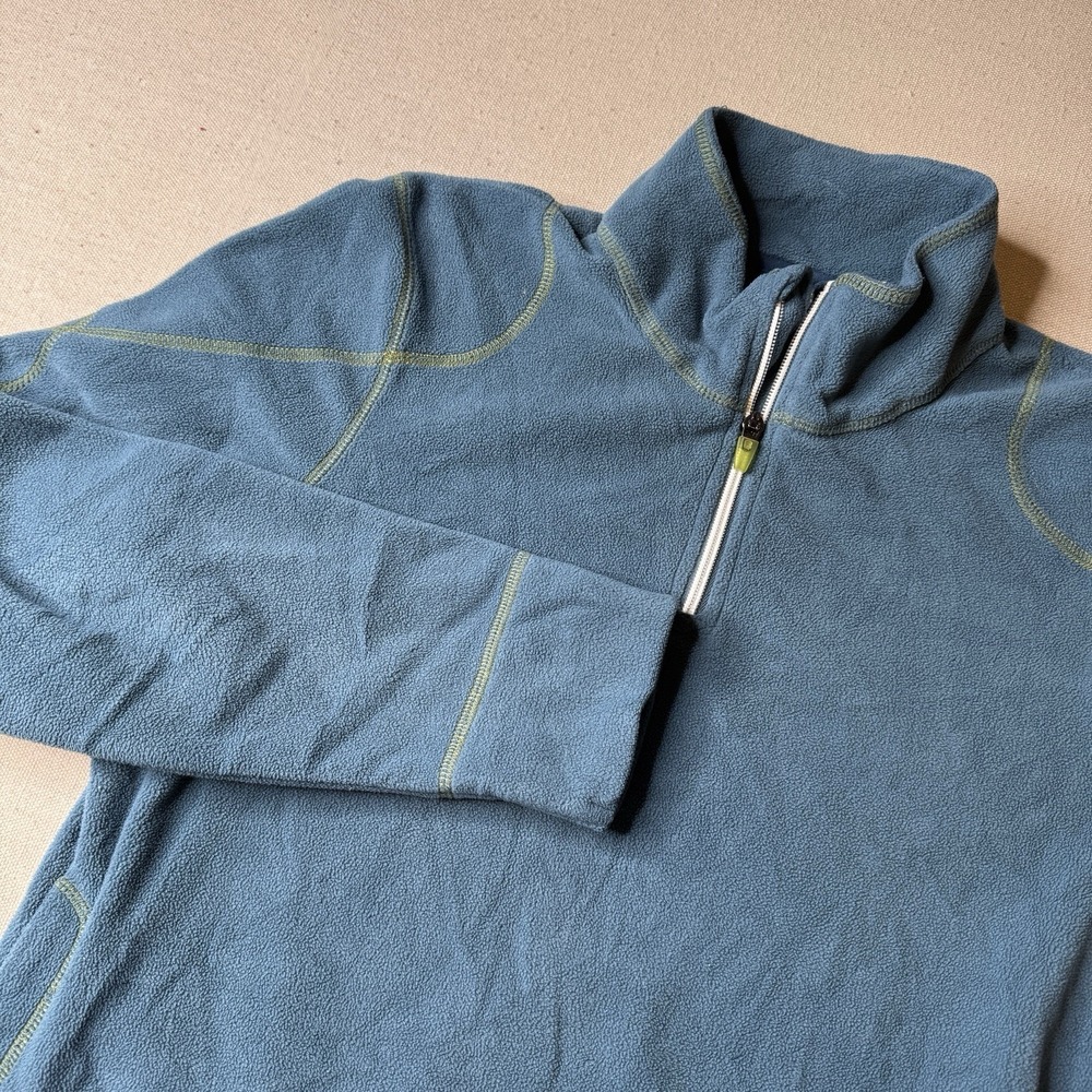 Title Nine Women's Blue Grey 1/4 Zip Fleece Pullover Sweater Size Large Pockets